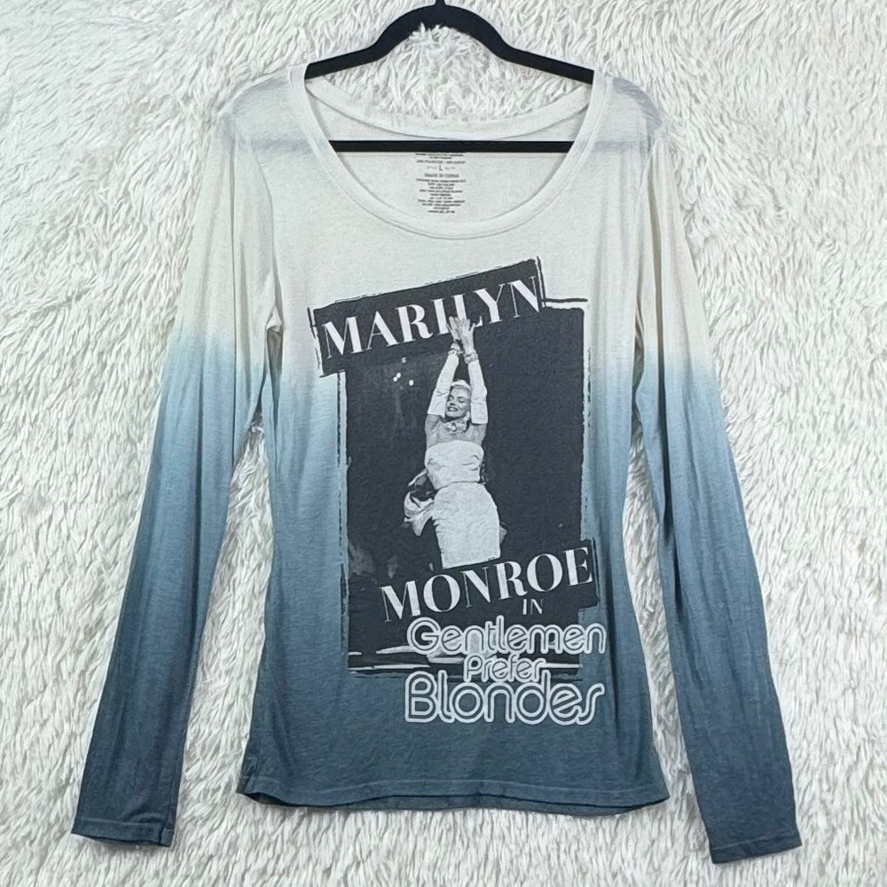 Marilyn Monroe Gentlemen Prefer Blondes Ombre Long Sleeve Graphic Tee Large